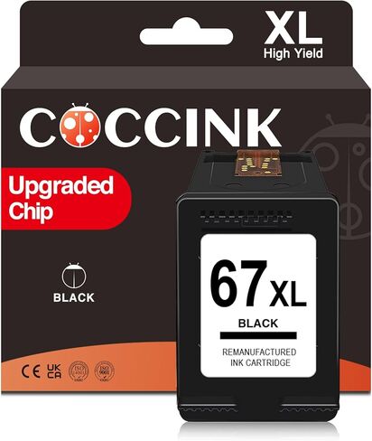 COCCINK 67 XL لخرطوشة الحبر الأسود HP 67XL Deskjet 2755e 2700e 2734e 2723e 2800e 2855e 2827e 4100 4155e 4200e 4227e Envy 6000 6400 الطابعة المُعاد تصنيعها لحبر طابعة HP 67XL لـ HP حبر 67 أسود in Saudi Arabia