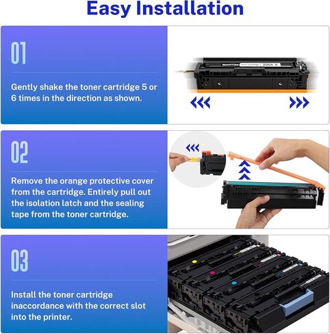 خراطيش حبر 206A بديلة متوافقة لطابعة HP Color Pro MFP M283fdw M283cdw M283fdn M282nw Pro M255dw | W2110A W2111A W2112A W2113A 4 عبوات in Kuwait