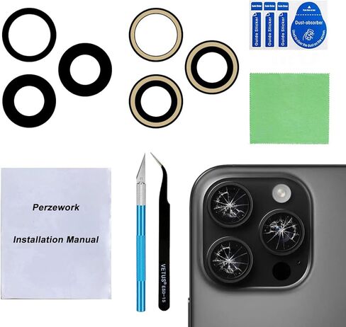 استبدال زجاج عدسة الكاميرا الخلفية الخلفية متوافق مع iPhone 16 Pro Max 6.9 بوصة مع لاصق مثبت مسبقًا ومجموعة أدوات إصلاح in Kuwait