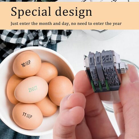 Fresh Egg Date Stamps, Silicone Dater Mark with Ink Pads Number Roller Stamper for Farm Office Shipping Receiving in Saudi Arabia