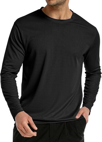 واقي من الطفح الجلدي بأكمام طويلة للرجال: تي شيرت Dri Fit للحماية من أشعة الشمس بعامل حماية من أشعة الشمس 50+ من الأشعة فوق البنفسجية وممتص للرطوبة للتمرين in Kuwait