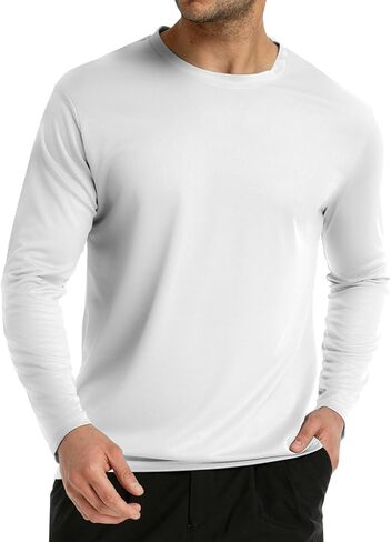 واقي من الطفح الجلدي بأكمام طويلة للرجال: تي شيرت Dri Fit للحماية من أشعة الشمس بعامل حماية من أشعة الشمس 50+ من الأشعة فوق البنفسجية وممتص للرطوبة للتمرين in Saudi Arabia