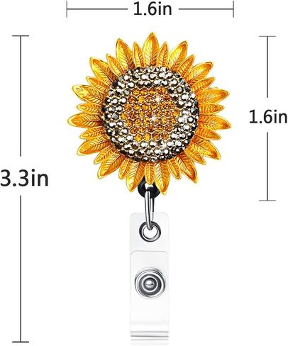 حامل شارة ذهبي بلينغ عباد الشمس قابل للسحب مع مشبك حزام، ومشبك بكرة شارة الهوية على حاملات البطاقات in Kuwait