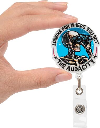 Funny Skeleton Badge Reel – “Looking for Where You Got The Audacity" Retractable ID Holder for Nurse RN CNA LPN LVN Doctor Student, Humorous Nursing Badge Clip, X-Ray Tech Badge Buddy in Saudi Arabia