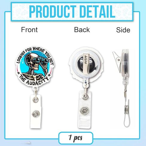 Funny Skeleton Badge Reel – “Looking for Where You Got The Audacity" Retractable ID Holder for Nurse RN CNA LPN LVN Doctor Student, Humorous Nursing Badge Clip, X-Ray Tech Badge Buddy in Saudi Arabia