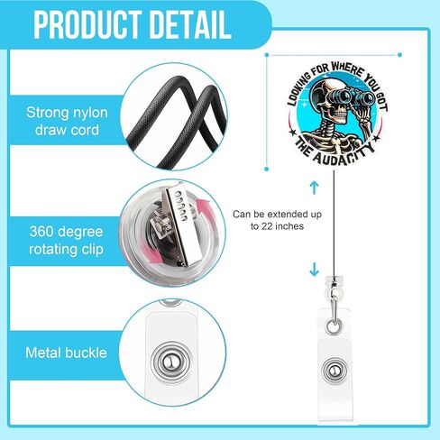 Funny Skeleton Badge Reel – “Looking for Where You Got The Audacity" Retractable ID Holder for Nurse RN CNA LPN LVN Doctor Student, Humorous Nursing Badge Clip, X-Ray Tech Badge Buddy in Saudi Arabia
