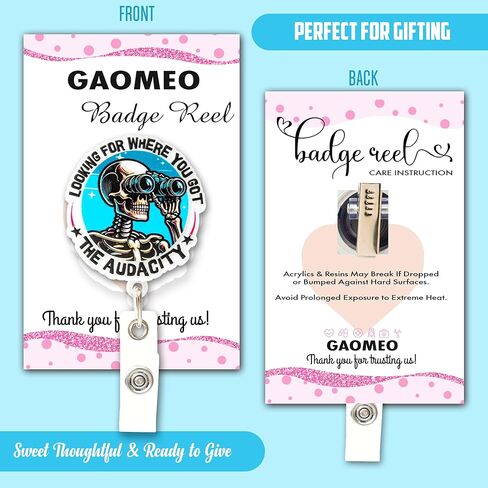 Funny Skeleton Badge Reel – “Looking for Where You Got The Audacity" Retractable ID Holder for Nurse RN CNA LPN LVN Doctor Student, Humorous Nursing Badge Clip, X-Ray Tech Badge Buddy in Saudi Arabia