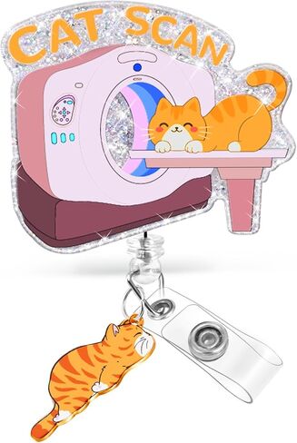 Nurse Badge Reel Retractable - Funny Pharmacy Cat Medicine Badge Reel Holder with Alligator Clip, Gift for Nurse Office Worker Medical Student ID Accessories in Saudi Arabia
