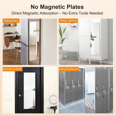 مرآة حائط مغناطيسية مقاس 59 بوصة × 20 بوصة، مرآة كاملة الطول مع تركيب بدون أدوات، زجاج نانو مقاوم للكسر، تصميم فائق الوضوح بدون إطار لغرفة النوم والخزانة والباب وصالة الألعاب الرياضية - أسود in Kuwait