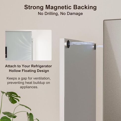 مرآة حائط مغناطيسية مقاس 59 بوصة × 20 بوصة، مرآة كاملة الطول مع تركيب بدون أدوات، زجاج نانو مقاوم للكسر، تصميم فائق الوضوح بدون إطار لغرفة النوم والخزانة والباب وصالة الألعاب الرياضية - أسود in Kuwait