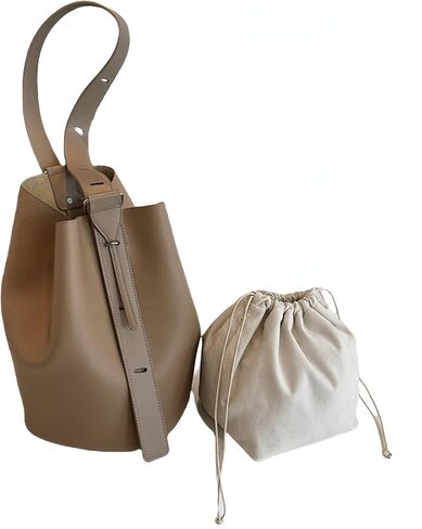 Bucket Bag PU Leather Shoulder Purses for Women Trendy Adjustable Strap in Saudi Arabia