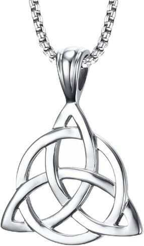 Celtic Knot Pendant Necklace Gold Silver Plated Unique Vintage Triangle Irish Good Luck Lightweight Triquetra Trinity Knot Geometric Chain Necklace for Women Teen Girls Religious Style Fashion Jewelry Gifts in Kuwait