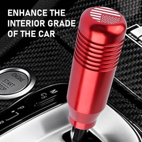 Car Shift Knobs, American Flag Printed Metal Gear Shift Knob, Anti-slip Manual Transmission Replacement, Universal for Most Cars, Trucks, SUVs (Red) in Saudi Arabia