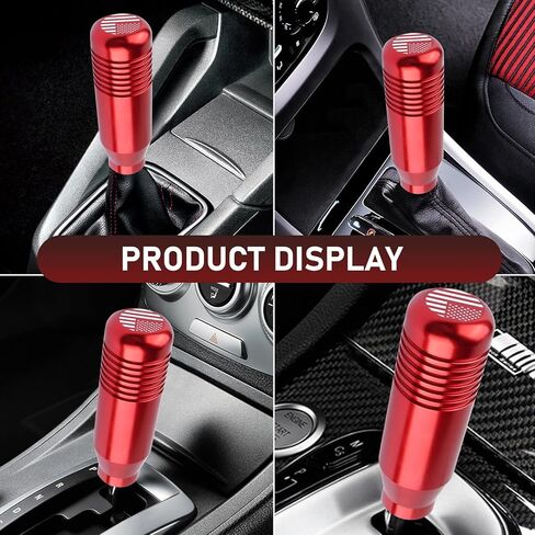 Car Shift Knobs, American Flag Printed Metal Gear Shift Knob, Anti-slip Manual Transmission Replacement, Universal for Most Cars, Trucks, SUVs (Red) in Saudi Arabia