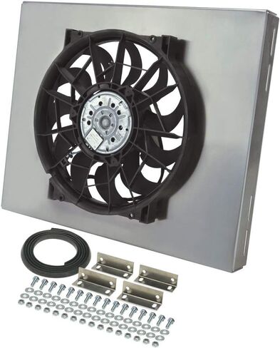 Derale Electric Cooling Fan, HO RAD, 14 in Fan, Puller, 2100 CFM, 12V, Curved Blade, 20 x 16.375 in, 2.75 in Thick, Aluminum Shroud, Plastic, Kit in Saudi Arabia