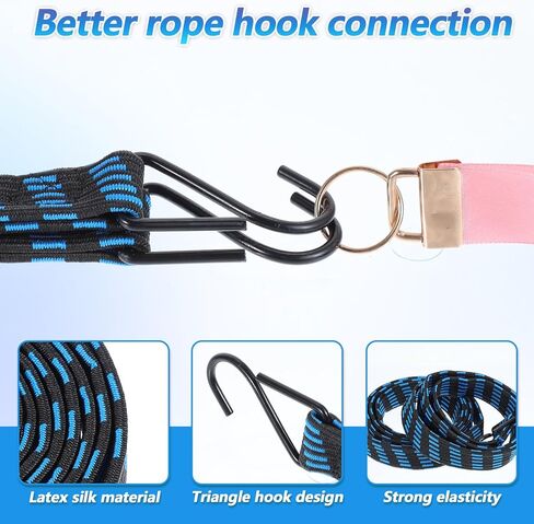 10 Pcs Long Bungee Cords with Hooks, Flat Bungee Cords Flat Bungee Rope Heavy Duty 77''-84''Inch Adjustable Extra Long for Outdoor Camping, Tarps, Bike Rack, Tent, Truck in Kuwait