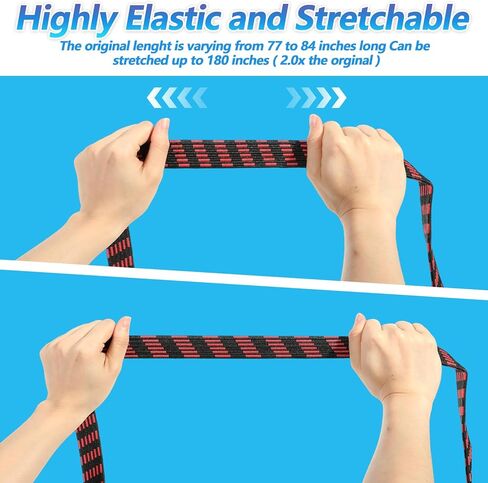 10 Pcs Long Bungee Cords with Hooks, Flat Bungee Cords Flat Bungee Rope Heavy Duty 77''-84''Inch Adjustable Extra Long for Outdoor Camping, Tarps, Bike Rack, Tent, Truck in Kuwait