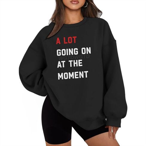 Letter Print Oversized Sweatshirts for Women Graphic Funny Saying Long Sleeve Crew Neck Pullovers Tops Plus Size in Saudi Arabia