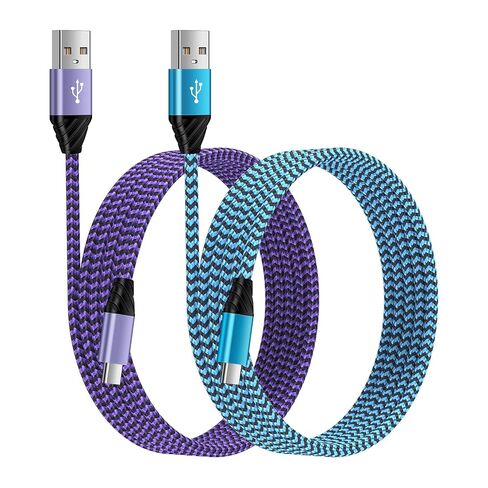 Android Auto USB C Cable Type C Charger USB Data Transfer Cable شحن سريع لأجهزة Samsung Galaxy S24FE / A23 / A16 / A15 / A35 / A55 / A06 / S24 Ultra / S23FE / S23 S22 Ultra / A54 / A53 / A14 / A13 / A03S / S21FE/S10، 3FT 2 عبوة in Kuwait