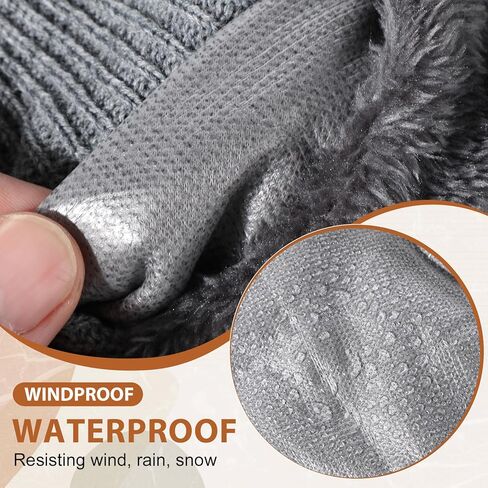 2 Pcs Waterproof Fleece Lined Beanies Scarf Set Knit hat Neck Warmer Soft Thick Warm Knit Scarves for Women Men in Saudi Arabia