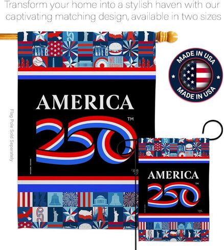 America 250 Flag Icon Grid Independence Day Wall Tapestry Home Accent Official Licensed Merchandise Canvas Prints Yard Sign Textile Woven Fabric Poster USA 250th Anniversary Decoration Gift in Kuwait