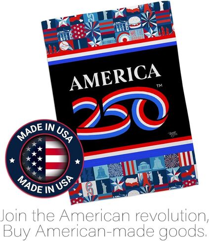 America 250 Flag Icon Grid Independence Day Wall Tapestry Home Accent Official Licensed Merchandise Canvas Prints Yard Sign Textile Woven Fabric Poster USA 250th Anniversary Decoration Gift in Kuwait