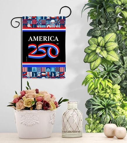 America 250 Flag Icon Grid Independence Day Wall Tapestry Home Accent Official Licensed Merchandise Canvas Prints Yard Sign Textile Woven Fabric Poster USA 250th Anniversary Decoration Gift in Kuwait