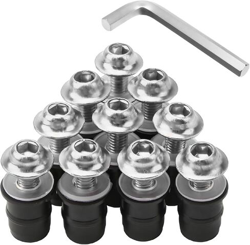 10 PCS Motorcycle Windshield Bolts Screws Kit, Aluminum Alloy Motorbike Mounting Bolts Nuts Washers with Wrench, Universal Windscreen Body Fasteners for Motorcycle Fairings (Red) in Kuwait