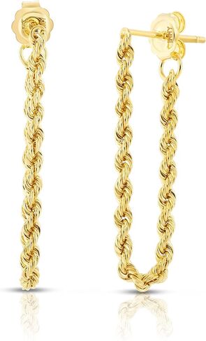 فلوريو 10 ك الذهب الأصفر 2.2 ملم حبل سلسلة إسقاط أقراط in Kuwait