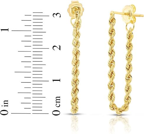 فلوريو 10 ك الذهب الأصفر 2.2 ملم حبل سلسلة إسقاط أقراط in Kuwait