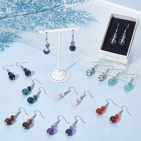 UNICRAFTALE 10 Colors 304 Stainless Steel Genuine Stone Beaded Earrings Chakra Dangle Earring Crystal Lightweight Colorful Gemstone Earring for Women Jewelry Gifts in Saudi Arabia