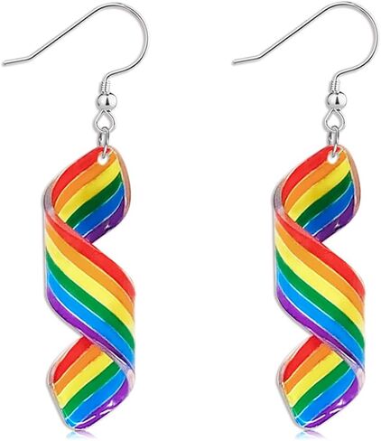 Pride Earrings, Lightweight Acrylic Rainbow Transgender community Jewelry for Women in Kuwait