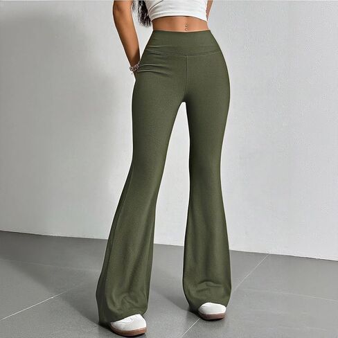 Women's High-Waisted Slightly Flared Breathable Elastic Trousers in Saudi Arabia