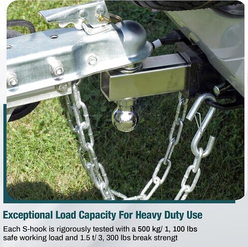 10 Pack 3/8 Inch Trailer Safety Chain S Hook with Latch, 1100 Lbs Working Load Limit, 3300 Lbs Breaking Strength, Heavy Duty S Hook for Towing Lifting Warehouse Industrial & Cargo Securing in Kuwait