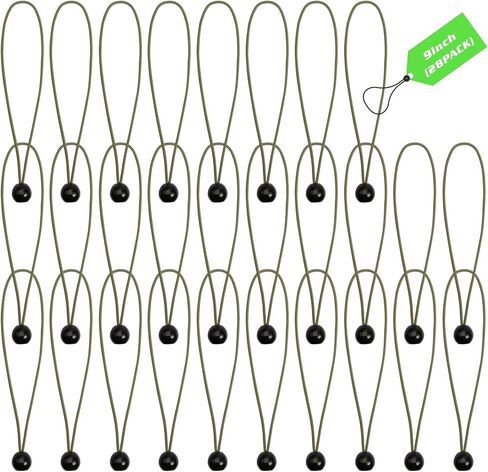 XSTRAP STANDARD 28 Pack Heavy Duty 9 Inch Ball Bungee Cords, Tarp Tie Down Bungee Balls for Canopy, Tent, Cargo, Wires & Hoses in Army Green in Kuwait