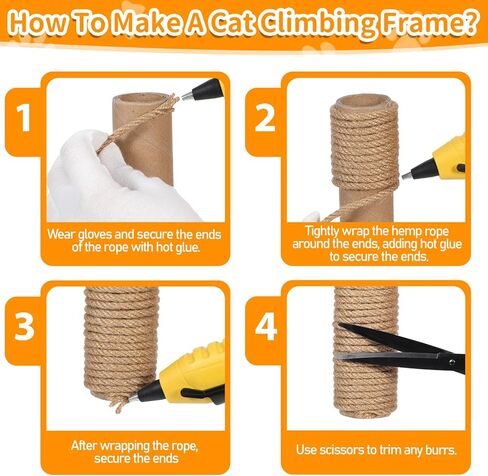 1/4 بوصة (6 مم) × 328 قدم (100 متر) خيوط الجوت، حبل السيزال السميك عالي التحمل 4 طبقات، حبل الجوت الطبيعي، حبال السيزال الطبيعية للحرف الفنية التي تصنعها بنفسك، عمود خدش القطط، البستنة، تغليف الهدايا in Kuwait