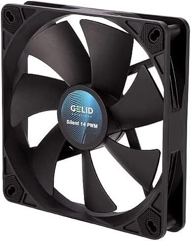 Solutions Silent 14 PWM Black-Case Fan 140mm-4 Pin-Silent Operation-140x140x25mm-RPM1000-Rubber Fan Mount-Color Black in Kuwait