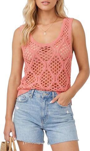 قمصان بدون أكمام من الكروشيه للنساء مجوفة وخفيفة الوزن كاجوال بدون أكمام بوهو سترة علوية للصيف والخريف in Kuwait