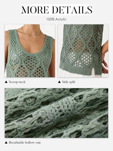 Crochet Tank Tops for Women Hollow Out Lightweight Casual Sleeveless Boho Coverup Sweater Vest Top for Summer Fall in Saudi Arabia