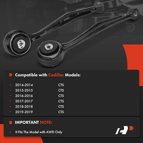 A-Premium 2 x Front Forward Lower Control Arm, with Bushing, Without Ball Joint, Compatible with Cadillac CTS 2014 2015 2016 2017 2018 2019, AWD Only in Saudi Arabia