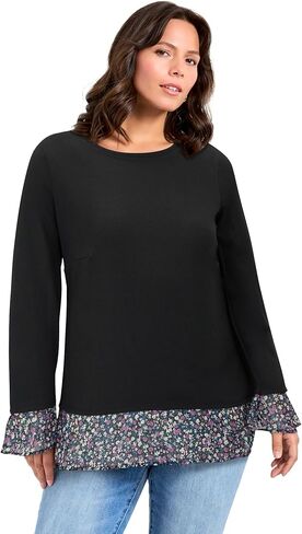 Avenue Women's Plus Size Hacci Chiffon Print Top in Saudi Arabia