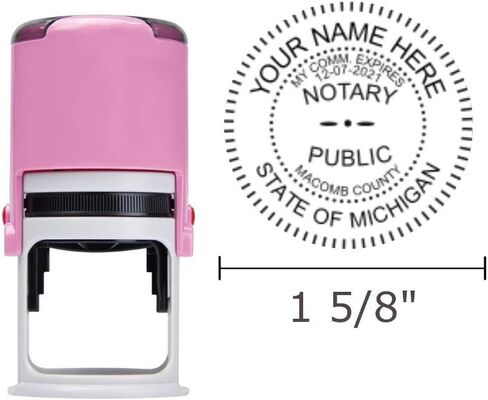 Round Notary Stamp for State of Michigan | Self Inking Unit - Shiny Printer R-542 with Unique Body (Pink) in Saudi Arabia