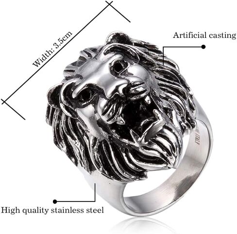 OIDEA Gothic Lion Head Rings for Men: Punk Style Stainless Steel Men's Rings Vintage Statement Ring Cocktail Party Bikers Signet Ring Band Jewelry Gifts, Size 7-14 in Saudi Arabia