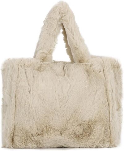 GOKTOW Faux Fur Purse for Women, Soft Fluffy Furry Fuzzy Winter Tote Bag Handbag for Winter Daily Commute Shopping in Kuwait