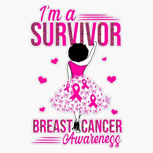 Magnet I'm A Survivor Pink Ribbon Women Breast Cancer Awareness Magnetic Vinyl Sticker 5" in Saudi Arabia