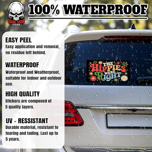 The Hippies were Right | Bumper Sticker or Car Magnet | Magnetic Bumper Sticker for Trucks Vans Cars [7.5x3.75] in Kuwait