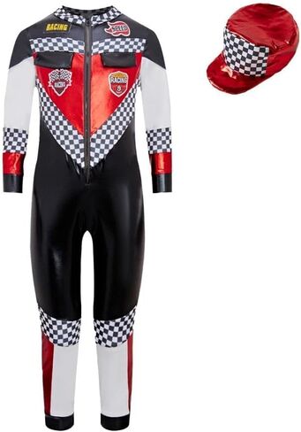 Dressy Daisy 4-10 Years Boys Racing Costume Jumpsuit with Hat, Kids Racer Outfit for Halloween Career Day Party Pretend Play in Saudi Arabia