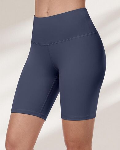 Workout Biker Shorts for Women, 8" High Waisted Tummy Control Soft Booty Athletic Gym Yoga Shorts in Kuwait