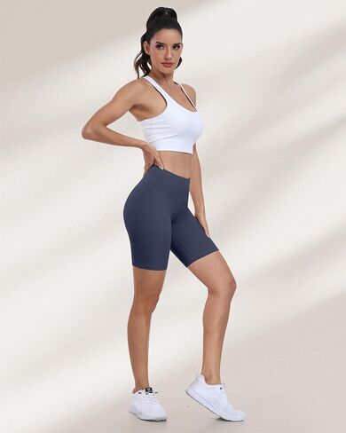 Workout Biker Shorts for Women, 8" High Waisted Tummy Control Soft Booty Athletic Gym Yoga Shorts in Kuwait