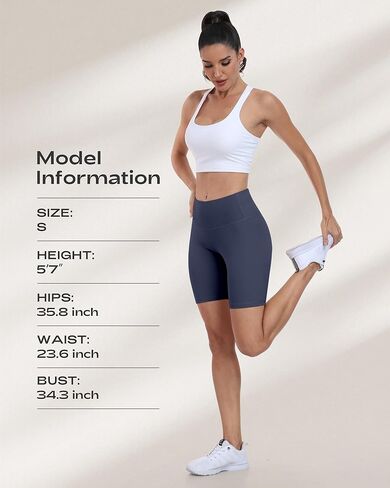 Workout Biker Shorts for Women, 8" High Waisted Tummy Control Soft Booty Athletic Gym Yoga Shorts in Kuwait